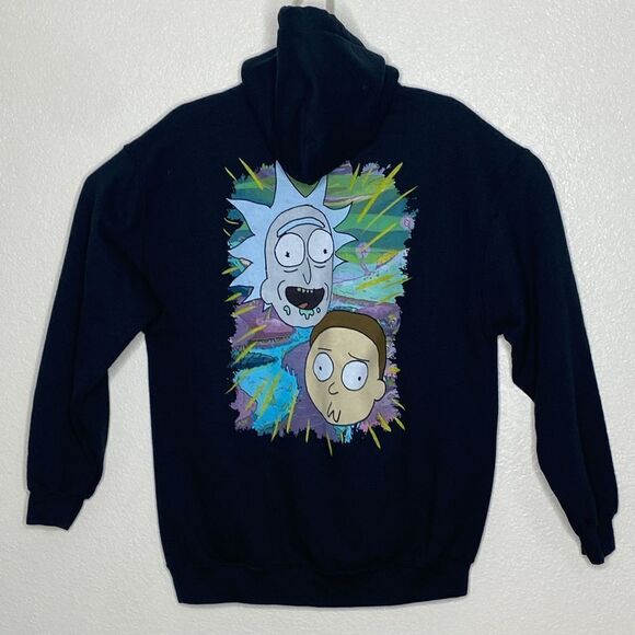 Rick and Morty Black Cotton/ Polyester Blend Pullover Hoodie Size L - Picture 1 of 3